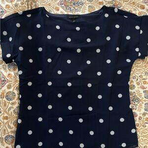 Banana republic navy blue polka dot short sleeve dress shirt